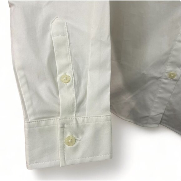 BANANA REPUBLIC White Tailored Fit Long Sleeve Button-Up Ruffle Blouse Size 8 - Picture 4 of 13